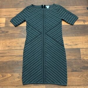 Cache Black and Gray Striped Dress